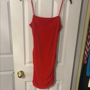 SHEIN Red Ruched Mini Slip Dress